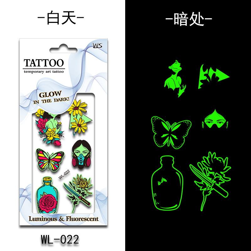 Tatuajes Temporales Luminosos Fluorescentes de Papel de Transferencia de Agua para Halloween image 28