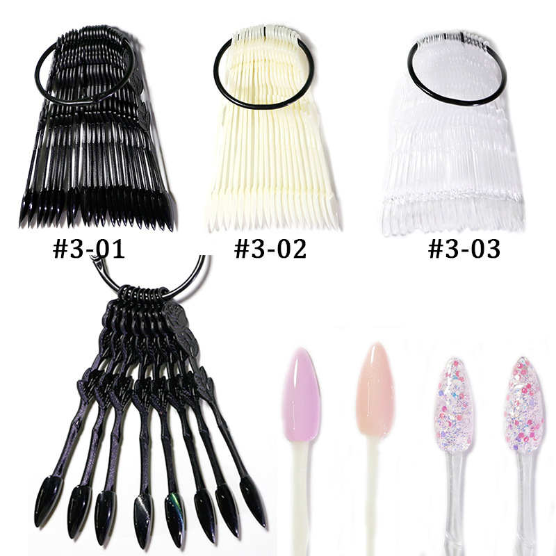 Placa de color de pantalla ZF 24 piezas de práctica de uñas pieza punta de uñas forma de abanico en forma de arco de flores tablero de exhibición de arte de uñas tarjeta de color