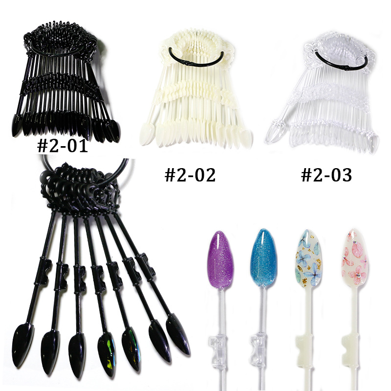 Placa de color de pantalla ZF 24 piezas de práctica de uñas pieza punta de uñas forma de abanico en forma de arco de flores tablero de exhibición de arte de uñas tarjeta de color