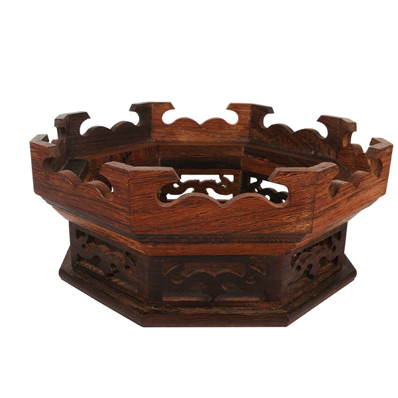 Махагон carved vase base solid wood chicken wenge wood craft solid wood flower pot strange stone ornaments customization