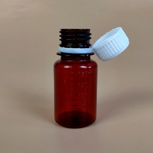 Wholesale 50ml plastic bottles, small-mouth divided packaging bottles, transparent liquid sampling bottles, anti-theft lid, graduated bottles, reagent bottles