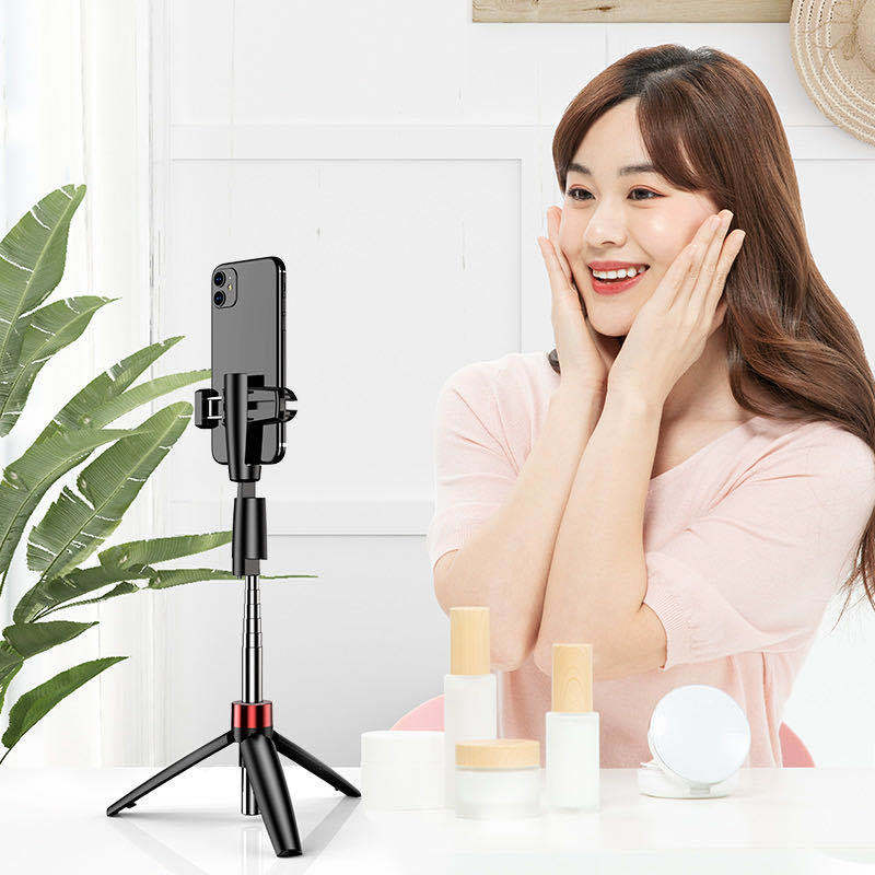 Acero inoxidable Bluetooth selfie stick teléfono móvil soporte en vivo universal multifunción retráctil portátil al aire libre titular del teléfono móvil