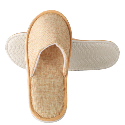 Hotel linen plush slippers disposable B&B home slippers non-slip thickened printed logo