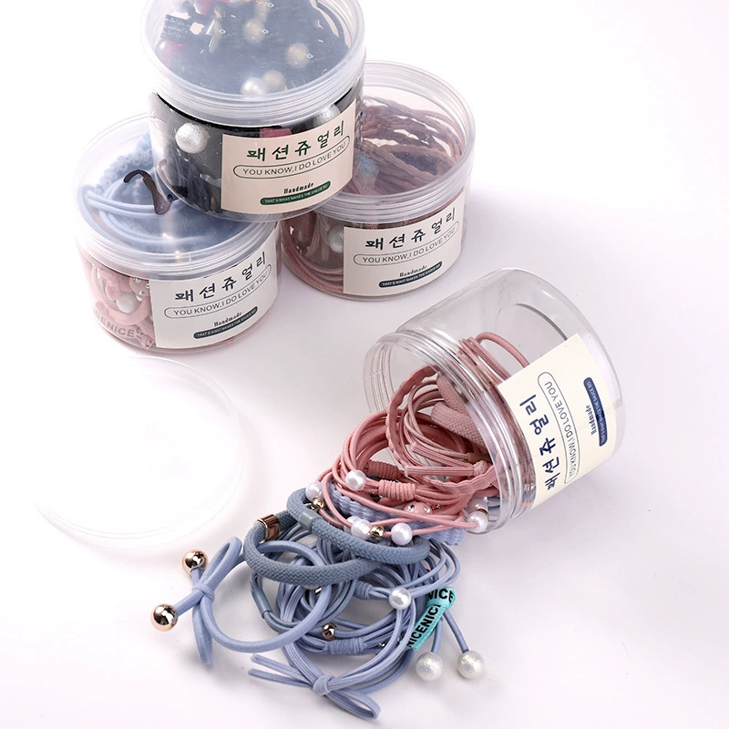 Hair Rope Set (cute harmless) Korean-Style Elastic Hair Ties, No Hair Damage, 20 pcs Jar