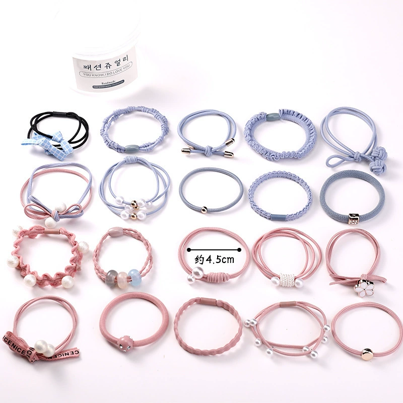 Hair Rope Set (cute harmless) Korean-Style Elastic Hair Ties, No Hair Damage, 20 pcs Jar