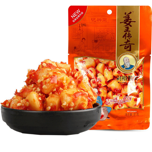 Zheng Xing Ji Jiang Wang Legend Sliced Pickled Ginger in Spicy Chopped Red Chili Bag - Hunan Specialty Spicy Snack Leisure Snack