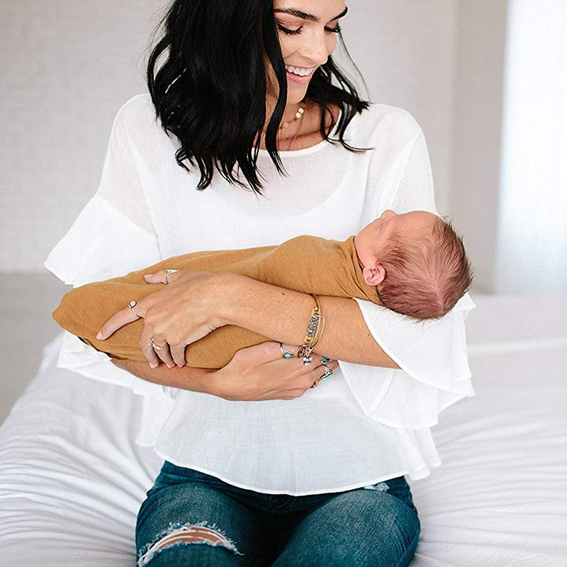 Toalla teñida de algodón de bambú toalla lisa de gasa de doble capa Toalla de baño de color sólido cochecito manta Amazon transfronterizo INS Venta caliente