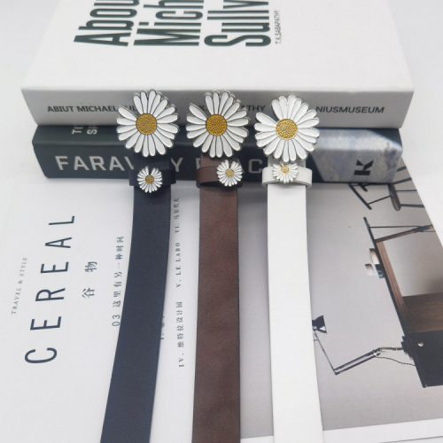 Little Daisy's new PU women's belt alloy smooth buckle fashionable simple trend versatile decorative belt