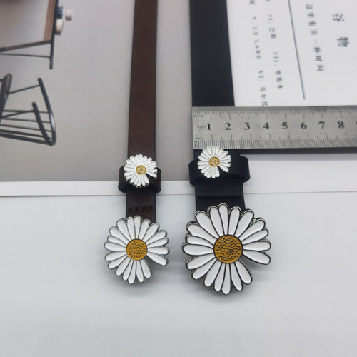 Little Daisy's new PU women's belt alloy smooth buckle fashionable simple trend versatile decorative belt
