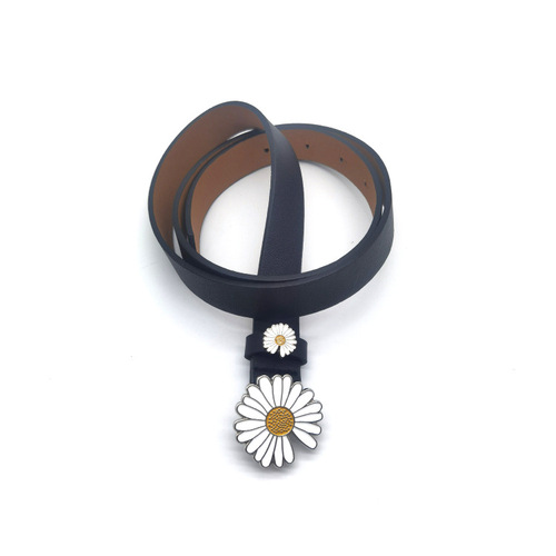 Little Daisy's new PU women's belt alloy smooth buckle fashionable simple trend versatile decorative belt