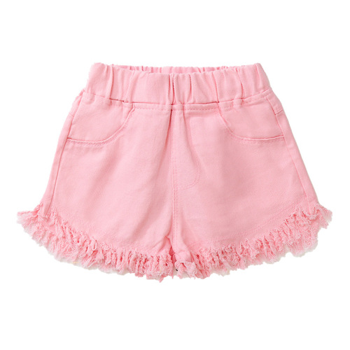 Girls' shorts summer denim colorful shorts for big children 3-12 years old outer wear trendy children's pants