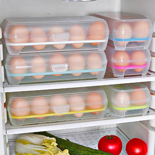 Kitchen 15-grid egg box, refrigerator storage box, portable picnic egg storage box, plastic egg box