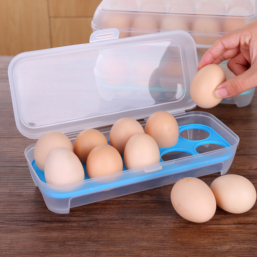Kitchen 15-grid egg box, refrigerator storage box, portable picnic egg storage box, plastic egg box