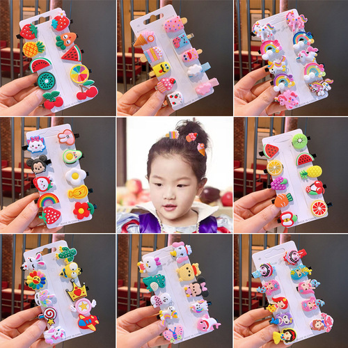 New Cream Ice Cream Children's Cartoon Hairpin Korean Cute Fruit Headdress Rainbow Princess Bangs Hairpin Hair Accessory