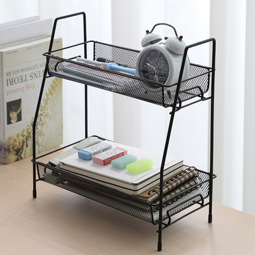 Nordic ins iron cosmetics rack storage rack kitchen desk double-layer dormitory artifact desktop storage