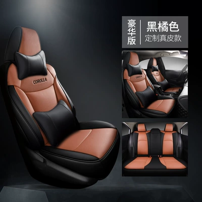 Seat Cover, Custom Fit for Specific Car — Modelə uyğun (Original) oturacaq örtükləri - black-orange-deluxe-edition-corolla-special-full-imitation-leather