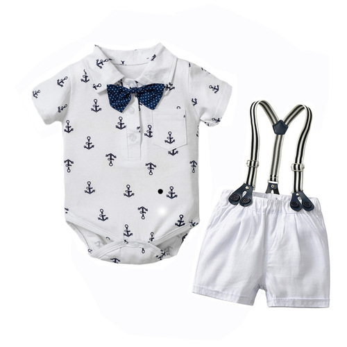 Foreign trade boys and babies gentlemen's clothes printed summer new suit triangular clothes wholesale cross-border