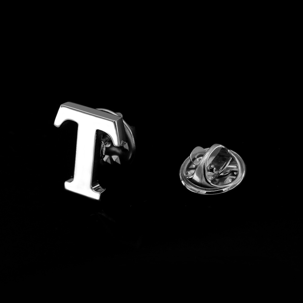 [Cobre puro de doble capa de galvanoplastia sin inventario] Joyería de los hombres de moda 26 letras broche collar pin insignia al por mayor