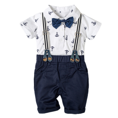 Foreign trade boys and babies gentlemen's clothes printed summer new suit triangular clothes wholesale cross-border