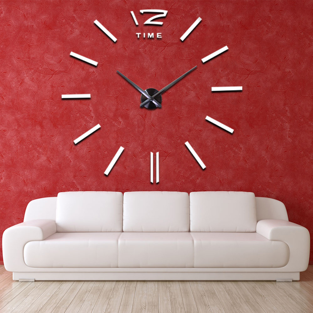 Reloj de pared 3D de gran tamaño DIY, espejo/etiqueta de pared creativa, reloj de pared minimalista moderno