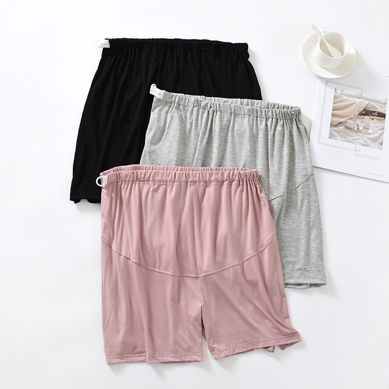 Summer modal maternity pants shorts thin high elastic leggings toe large size high waist belly pants can be worn outside Summer modal maternity pants shorts thin high elastic leggings toe large size high waist belly pants can be worn outside