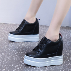 真皮內增高小白鞋女2024春季百搭休閒鞋子女厚底ins運動板鞋秋款