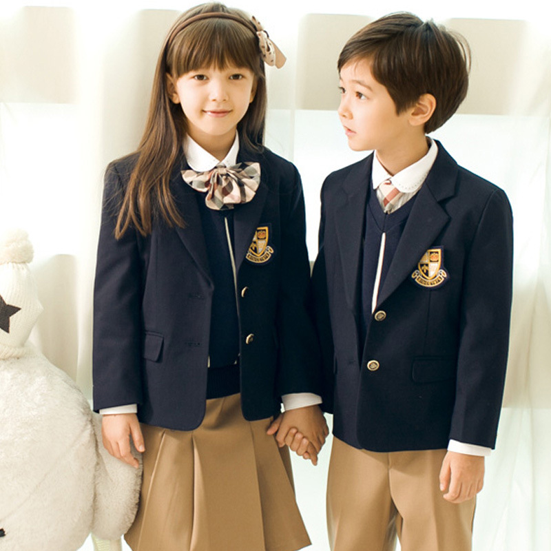 New kindergarten school uniform autumn and winter set, British style primary school class uniform children's performance uniform school uniform set of five