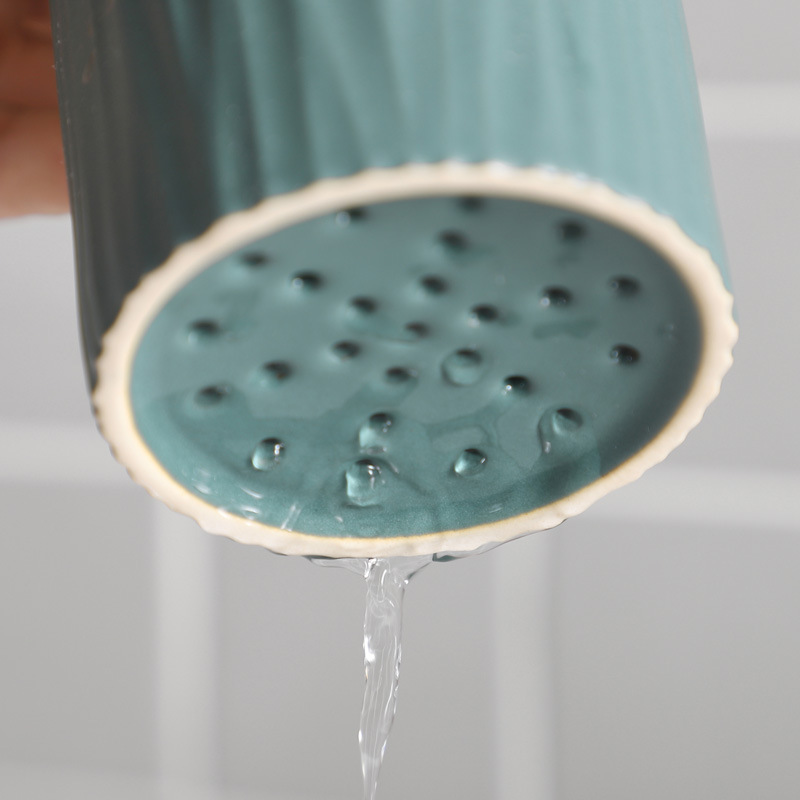 Tubo de palillos de almacenamiento de cocina nórdica tubo de palillos de cerámica con placa de drenaje palillos domésticos jaula palillos de hotel estante palillos cesta estante de almacenamiento