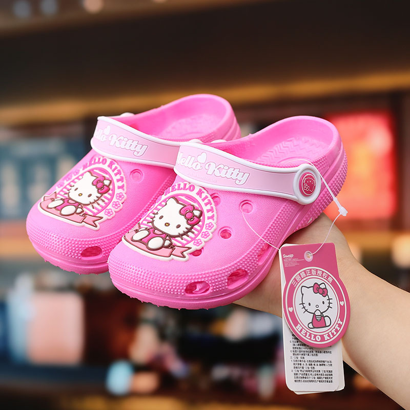 Hello Kitty zapatos de agujero para niños lindos de las niñas de fondo suave antideslizante sandalias de los niños de interior Bebé Zapatos de playa al aire libre