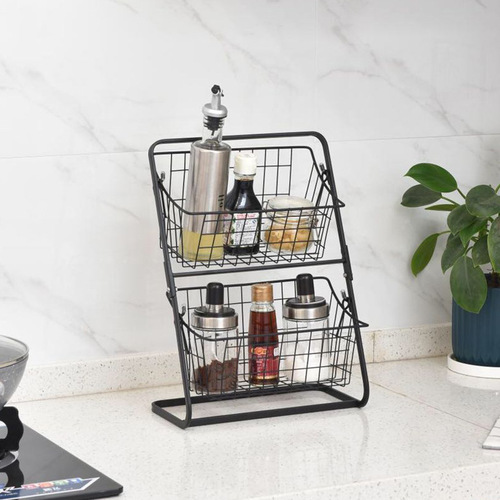 Kitchen storage rack iron removable countertop multi-layer spice rack fruit kitchen utensil storage kitchen storage rack