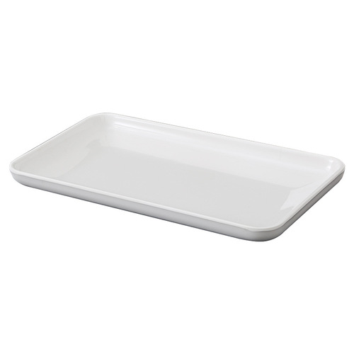 A5 white melamine rectangular deep dish noodle tray for hotel commercial use, imitation porcelain plastic straight edge vegetable stir-fry plate
