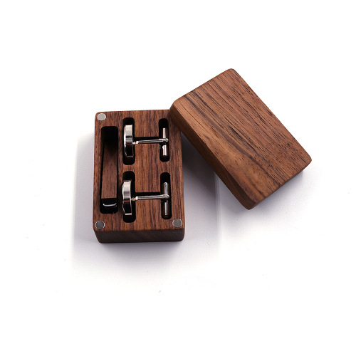 Pure copper wedding gift solid wood tie clip cufflinks wood French cufflinks set wooden box with engraving and printing LOGO