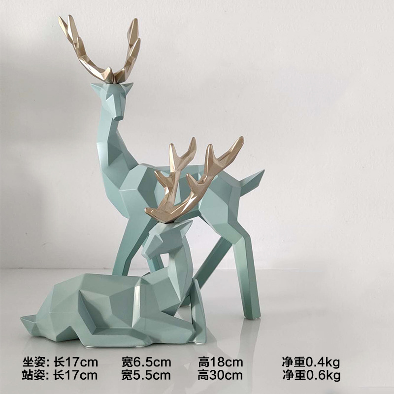 Venta al por mayor transfronteriza hogar afortunado ciervos artesanía de resina TV gabinete regalo decoración del hogar sala de estar Decoración
