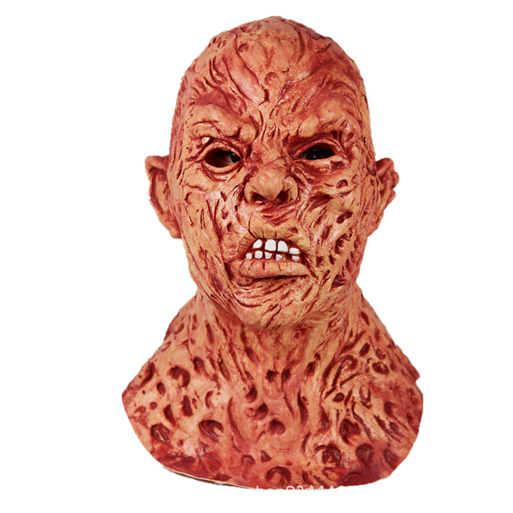 Fredi máscara látex tocado bioquímica Zombie Jason cos Halloween horror cara podrida Zombie Casa Encantada Accesorios