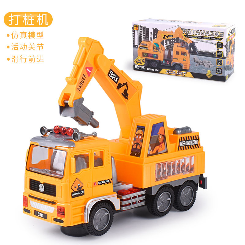 Juguetes de parada al por mayor coche eléctrico grande vehículo de ingeniería universal juguete 4D música ligera modelo de coche de juguete para niños