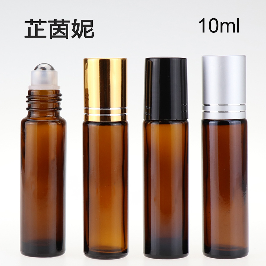 现货供应茶色滚珠瓶 10ml玻璃精油走珠瓶 香水分装瓶 眼霜瓶磨砂