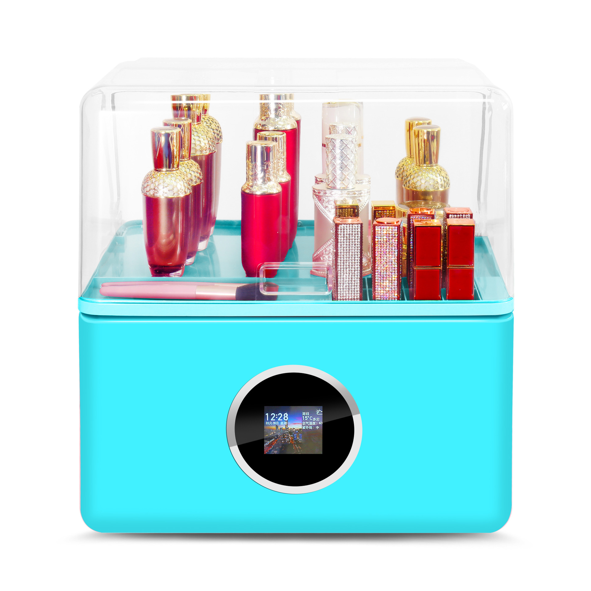 Pequeña caja de cosméticos para el hogar inteligente AI vida asistente altavoz belleza temperatura constante gabinete de almacenamiento refrigerado