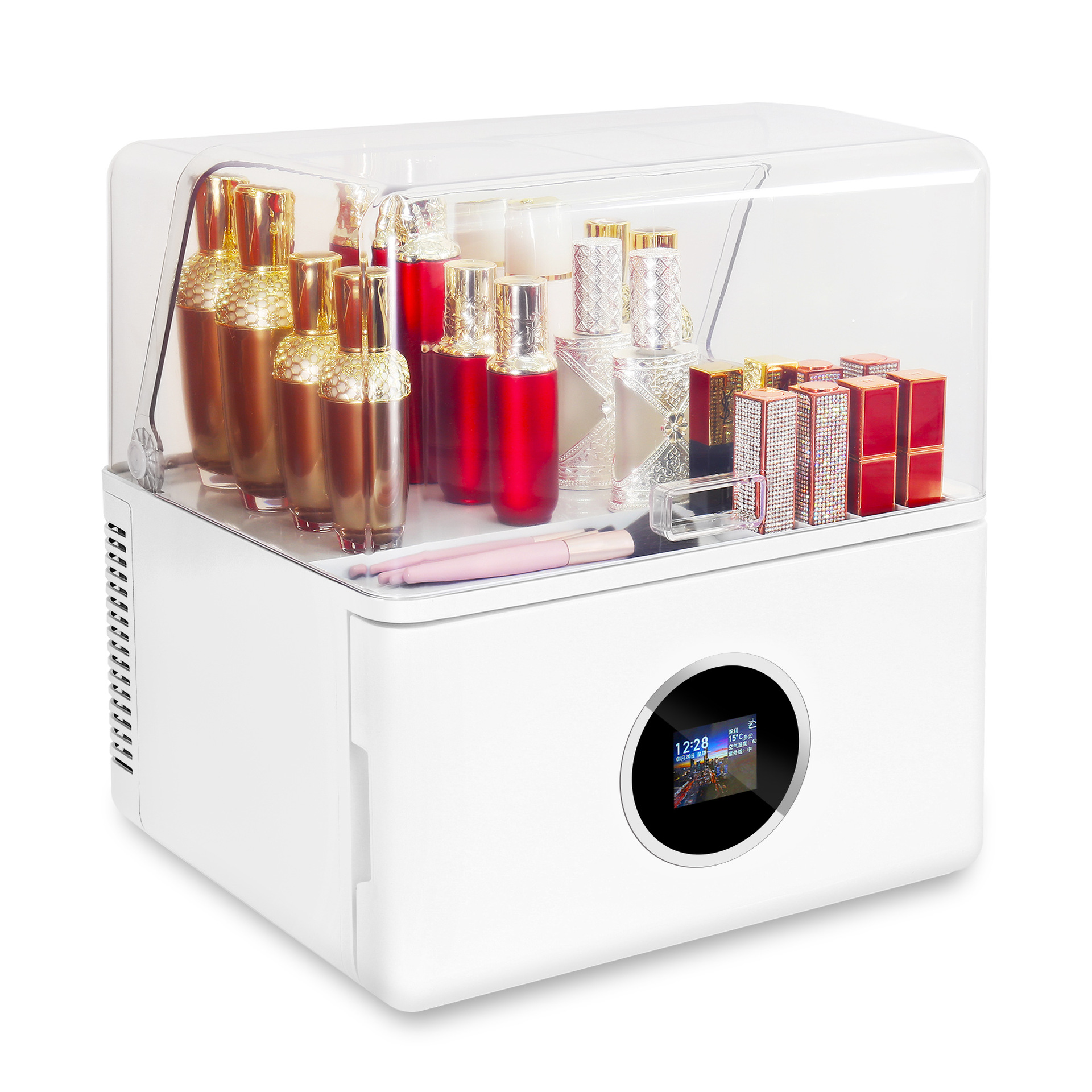Pequeña caja de cosméticos para el hogar inteligente AI vida asistente altavoz belleza temperatura constante gabinete de almacenamiento refrigerado