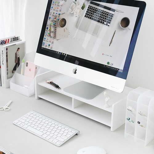 Computer height increaser rack office desktop height increase rack with drawer storage base desktop monitor stand