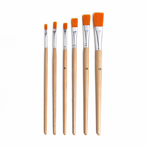 Cross-border oil paint brush set of 6 acrylic paint color graffiti painting birch pole nylon brush Pingfeng