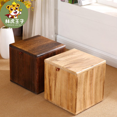 Solid Wood Shoe Bench, Stylish Shoe-Standing Stool, Creative Square Stool, Living Room Small Bench, Vintage Tea Table Stool, Home Use Low Stool