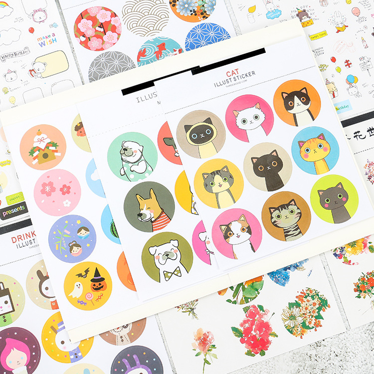 Lindo gato cachorro estilo japonés pegatina de sellado dibujos animados cumpleaños oso lindo diario pegatina caja de regalo Etiqueta de sellado