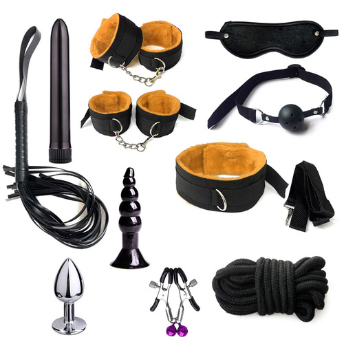 Source manufacturer of sex toys, 11-piece anal plug set, adult products, bullet-head plush webbing for women