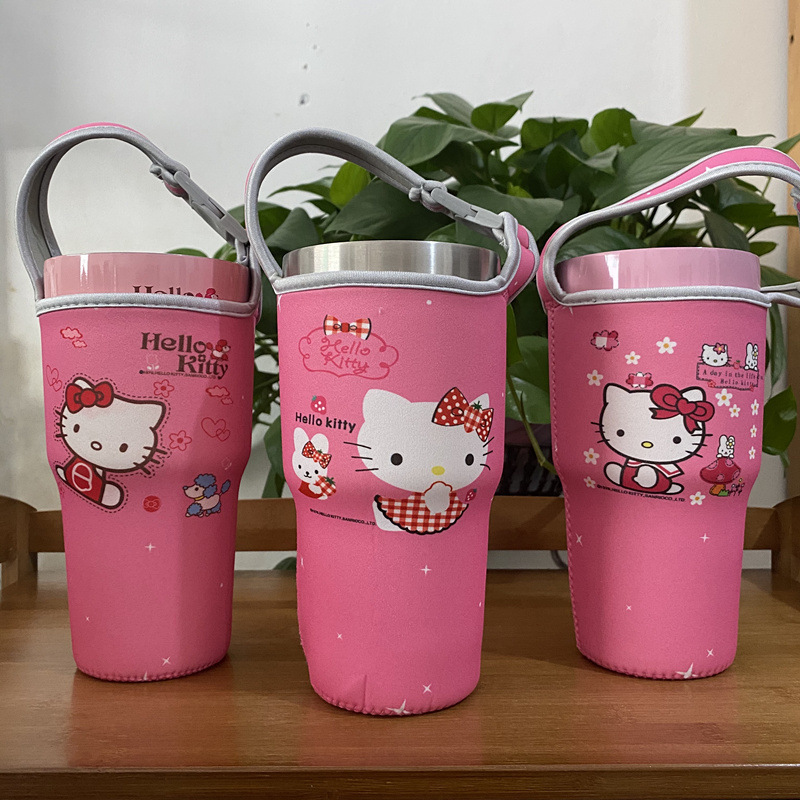 厂家直发卡通冰霸杯套叮当KT系列汽车杯杯套便携手提袋潜水料杯套