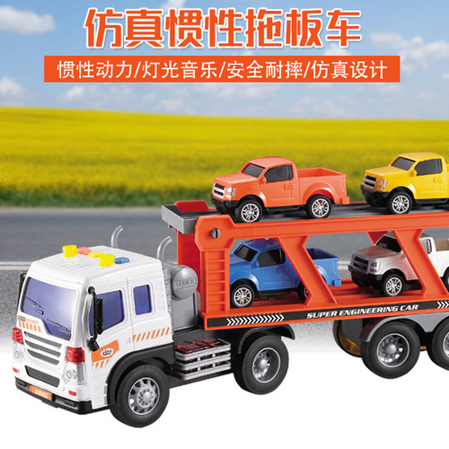 Artistic 1:16 Simulation Inertia Drag Plate Car Vehicle Transport Car Story Music Lights Toy Car 1 Piece Dropshipping