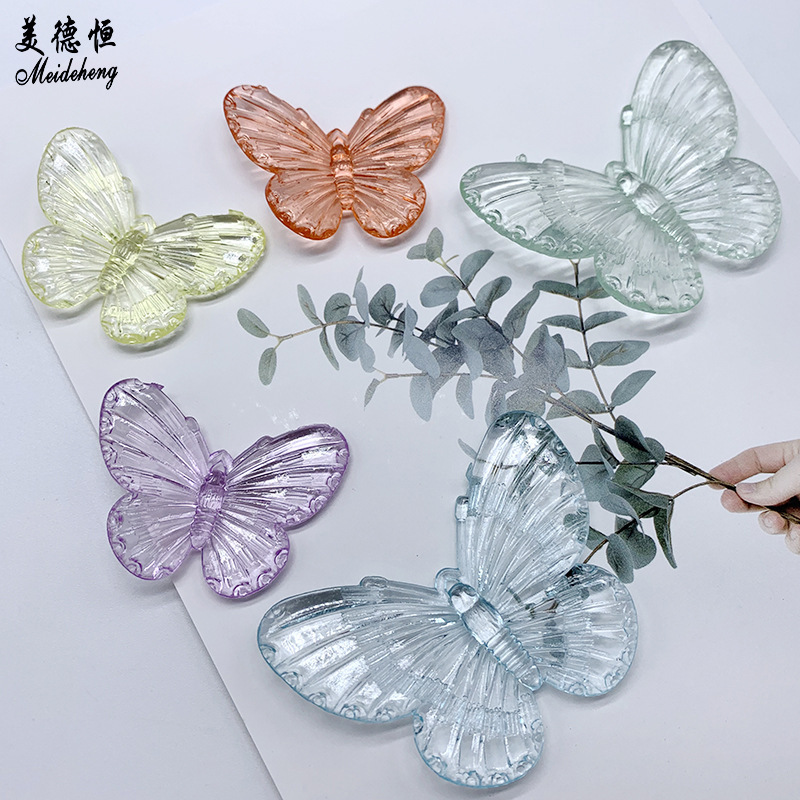 ins transparent butterfly stall supply hanging hole large small size factory direct acrylic summer color matching bag beads ins transparent butterfly stall supply hanging hole large small size factory direct acrylic summer color matching bag beads