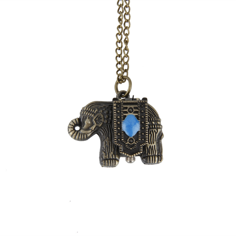 2014 foreign trade nostalgic Korean antique flip small elephant inlaid gem pocket watch manufacturers wholesale