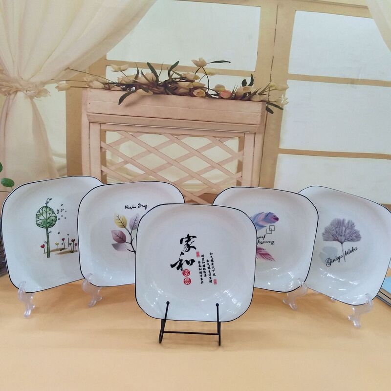 Household hotel ceramic plate hot dish cold dish plate fruit snack plate 8-inch 8.5-inch Ruyi plate