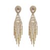 Earrings, pendant with tassels from pearl, long zirconium, Korean style