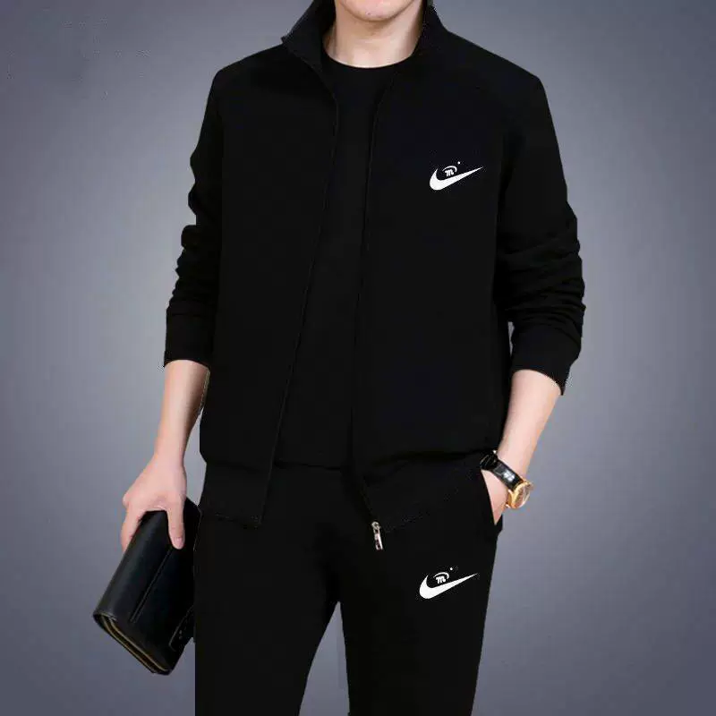 Demi-season sports suit, long-sleeve jacket & trousers, middle-age plus sizes M–5XL